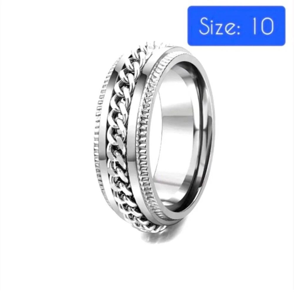 Stainless Steel Wedding Spinning Ring Size 10